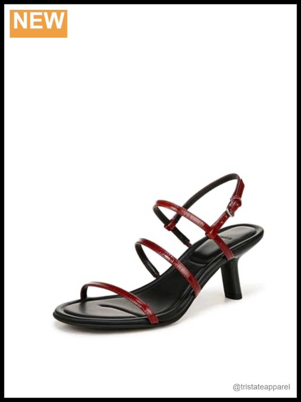 Leather Slingback Kitten Heel Sandals Adjustable Buckle Open Toe